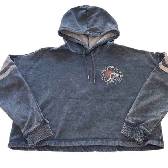 Roxy Free in The Sea Oversized Pullover Sweatshirt in Blue Women’s Size Small - Picture 3 of 12